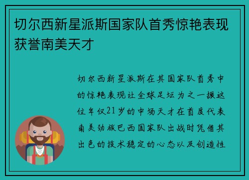 切尔西新星派斯国家队首秀惊艳表现获誉南美天才 切尔西新星派斯国家队首秀惊艳表现获誉南美天才